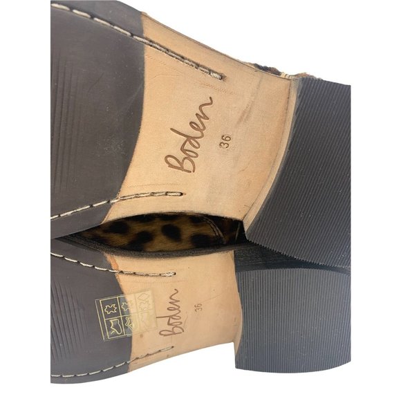 Boden 36 (US Size 5.5) Leather & Calf Hair Animal Print Side Zip Ankle Booties - Picture 11 of 12